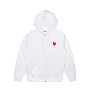 comme des garcons zip up white hoodie