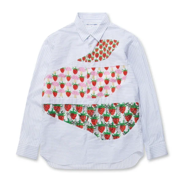 CDG SHIRT X BRETT WESTFALL STRAWBERRY MUSHROOM PATCHWORK SHIRT