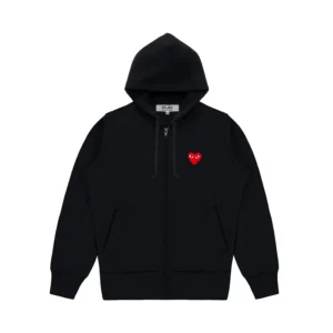 CDG Zip Up Single Heart Hoodie