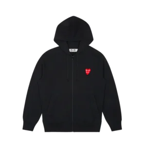 CDG Black Zip Up Hoodie – Double Heart